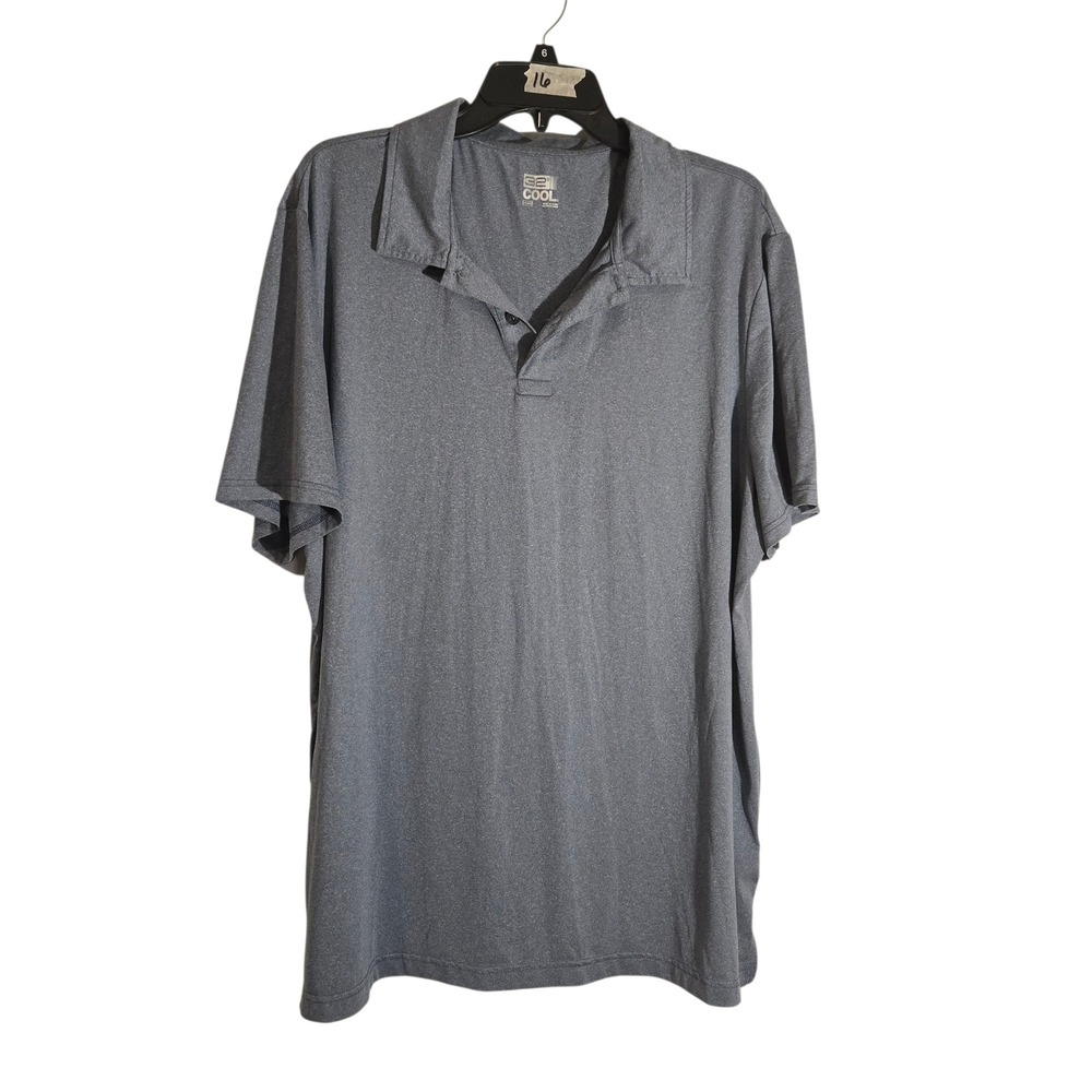 32 Degrees Cool Mens Polo Shirt XXL Gray Short Sleeve Heathered Performance Golf